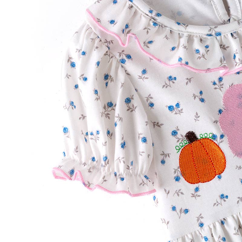 Thanksgiving Sibling Matching Outfits – Turkey Pumpkin Embroidered Collection: ROMPER