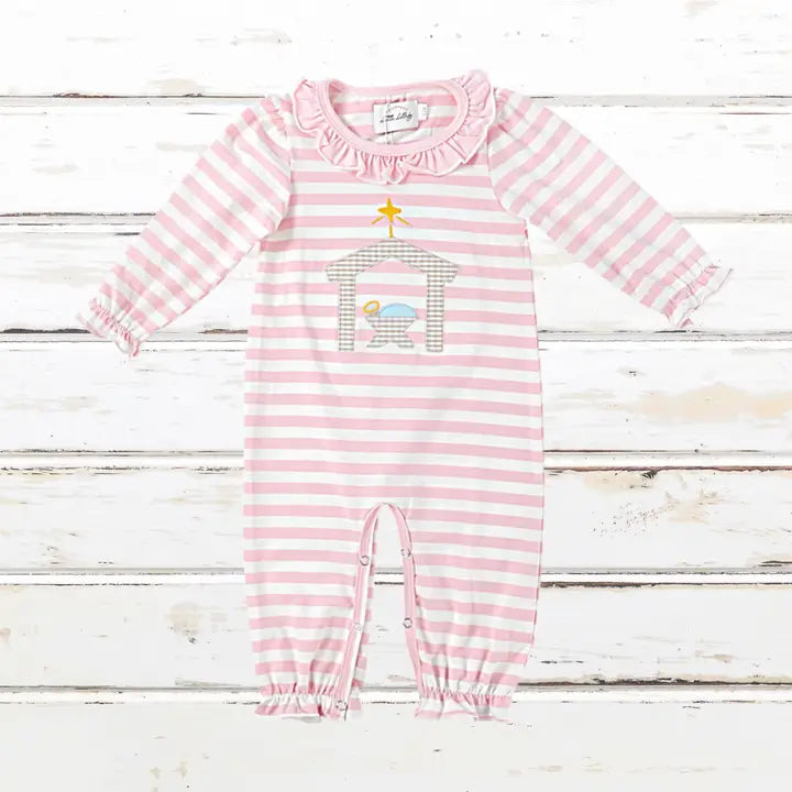 Girls Nativity Pink Longall