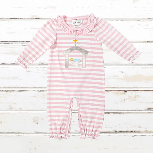 Girls Nativity Pink Longall